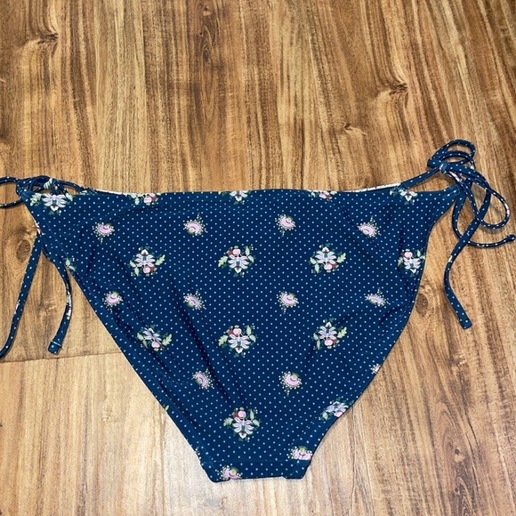 Shade & Shore womens bikini bottom XL 16 Navy blue polka dot tie high leg NWT - Picture 6 of 10